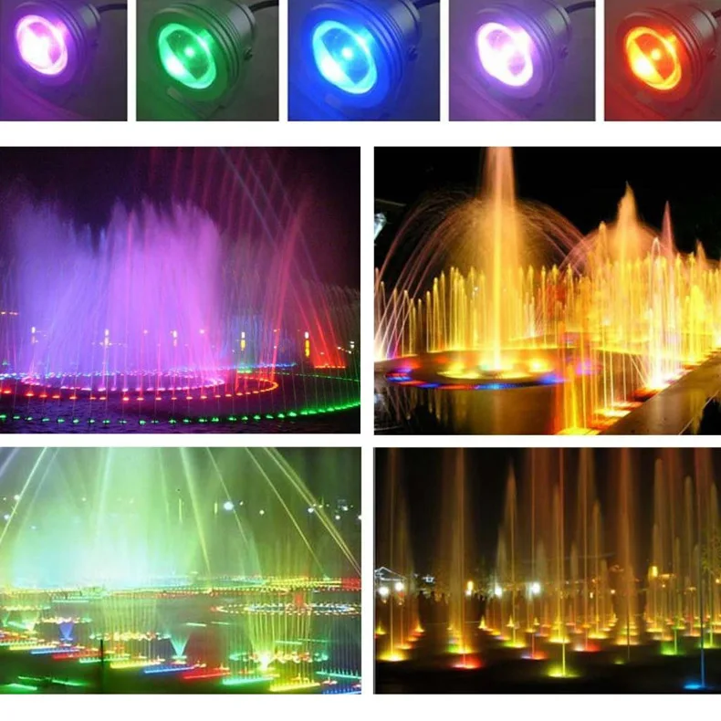 

Newest Remote Control 10w 12v Water Resistant RGB LED Underwater Light Lamp for Landscape Fountain Pond Lighting