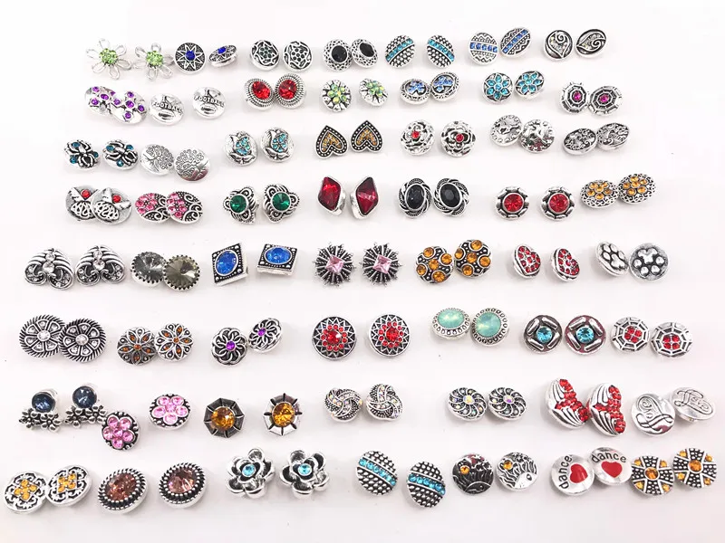 

Fashion 50pairs/Lots Rhinestone Metal 12mm Snaps Buttoon Charm For Ginger snaps Jewelry Earring Pendant Send As Pairs