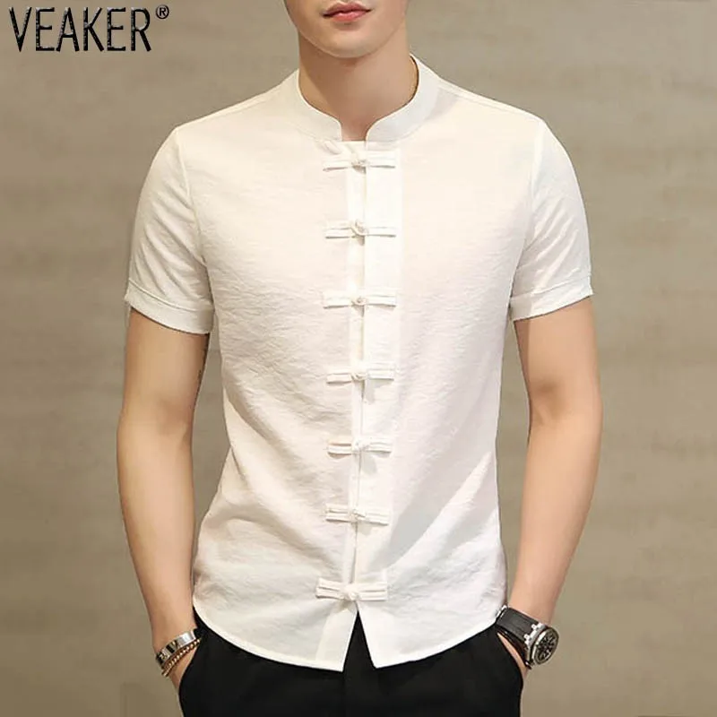 Kaus Lengan Pendek Linen Katun Pria 