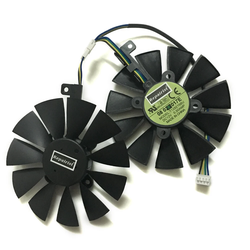 GTX1070 RX480 RX570 VGA охлаждающий вентилятор gpu T129215BU для ASUS EX O8G DUAL O4G видеокарта