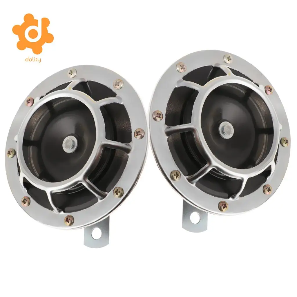 dolity 2 Pieces 12V Auto High Bass Basin Type Loudspeaker Signal Alarm  silver