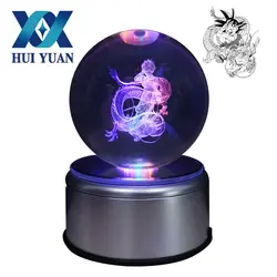 Хуэй Юань Goku Dragon светодиодный Новинка свет 3D хрустальный шар USB и AA Батарея роторное Стекло шар украшения