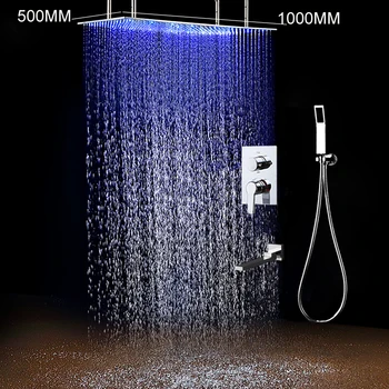 Price Luxury Ceiling Mounted Large Rain Douche Massage Shower System 500x1000 MM LED Showerhead Hot And Cold Top Shower Mixer Set