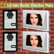 7 “teléfono video de la puerta sistema de intercomunicación de vídeo portero automático sistema de intercomunicación 2 Cámara de visión nocturna + 2 Monitor de vídeo intercom timbre de la puerta