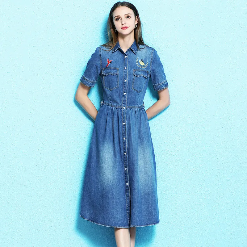 Jeans jurk tube maxi plus size vrouwen denim blauw katoen lange casual shirt jurken 2019 zomer Boho fem me sexy borduurwerk gewassen Jeans jurk tube maxi plus size vrouwen denim blauw katoen lange casual shirt jurken 2019 zomer Boho fem me sexy borduurwerk gewassen