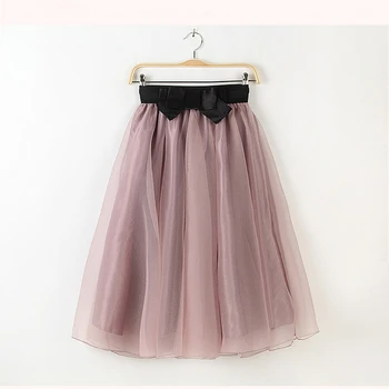 

New Fashion Temperament Bow Waist Organza Tutu Skirts Wild Half -Length Skirt And Long Sections