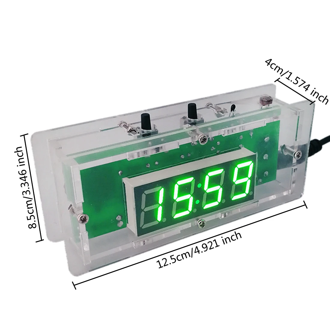 

Hot Sale DIY Digital LED Clock Kit 4-digit Light Control Temperature Date Time Display Transparent Case for indoor outdoor