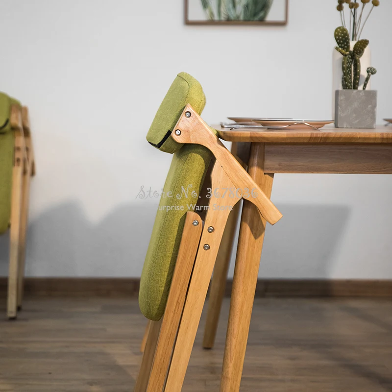 Nordic Morden Chair Folding Solid Wood Dining Chair Home Furniture Modern Adult Chair with Handrail Coffee Chair Strong Bearing