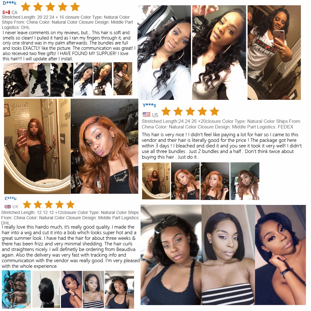 Beaudiva Brazilian Body Wave 2/3 Bundles With Frontal Human Hair Weave Bundles Lace Frontal With Bundles Human Hair Extension