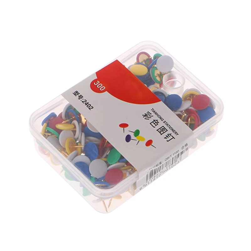 

300Pcs Round Push Pins Notice Board Map Thumb Tacks Assorted Office Home