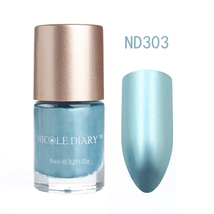 NICOLE DIARY 9ml Nail Polish Chameleon Metallic Jelly Holographic Polish Shiny Flakies Sequins Manicure Nail Art Lacquer Varnish - Цвет: Metallic ND303