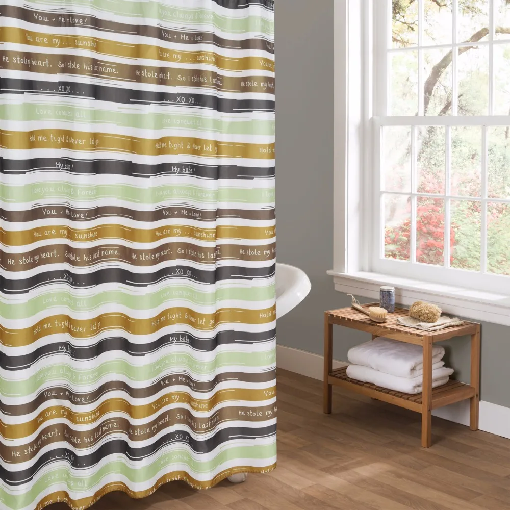 Printed Striped shower curtain for bathroom Eco friendly Waterproof
