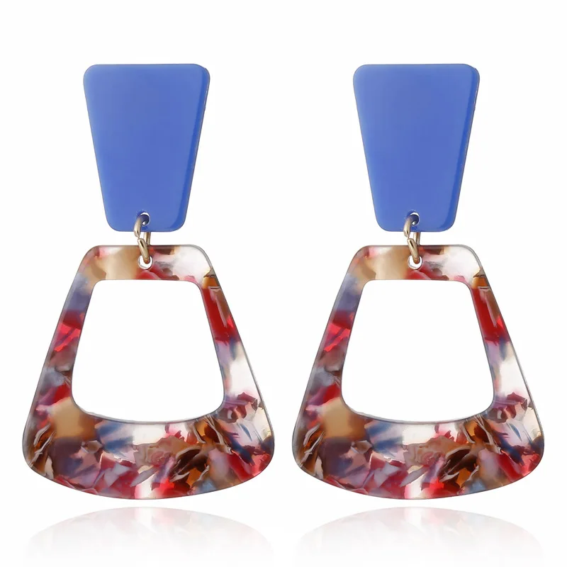

Hot Temperament Exaggerated Personality Geometric Rectangle Drop Earrings Fashion Women Stitching Earrings Acetate Plate Earring