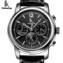 IK Colouring Automatic Self Wind clock Subdial Hollow Back Cover Waterproof Sapphire Mirror Fashion Casual men’s watch