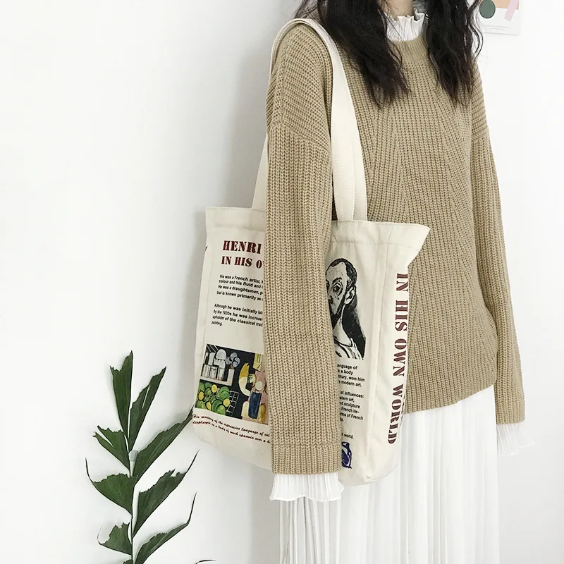 

Fashion Classic Basic Letters School Bags Women Canvas Handbags 2019 New Arrival Female Casual Simple Shoulder Bags