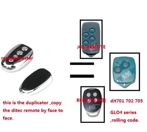 DITEC GOL4 433mhz roling code garage door replacement Remote Control proteco tx433 ptx433405 compatible replacement remote control 433mhz fixed code