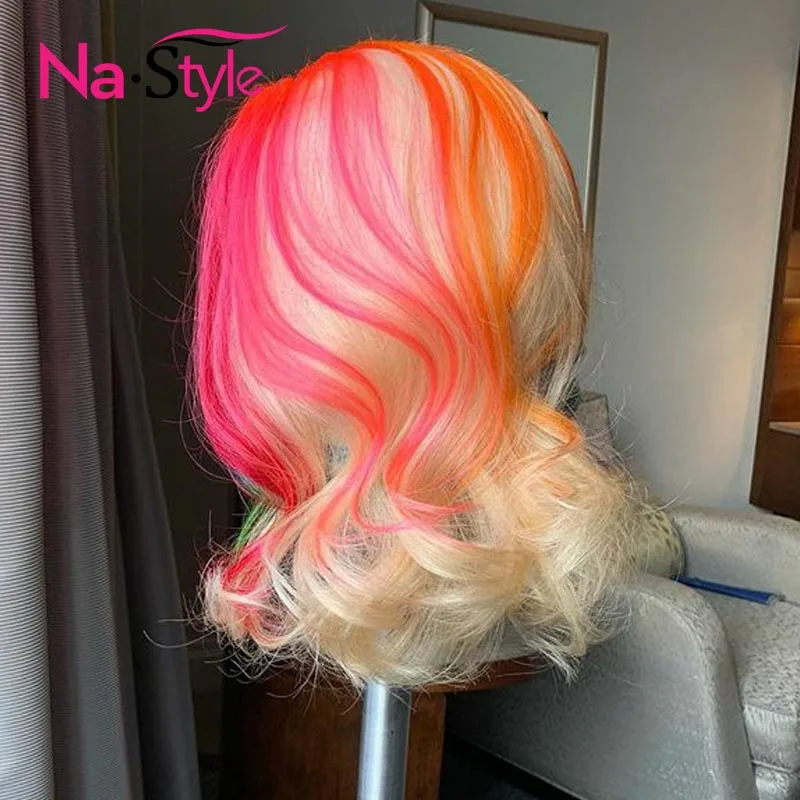 rainbow human hair wig
