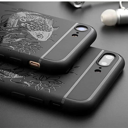 

Luxury case For Apple iphone 7 7Plus High quality Soft silicone Fish pattern Protective back cover for iphone7 Plus phone shell