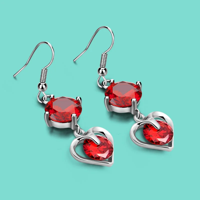 Женские серьги из серебра 925 пробы с красным цирконием|earrings fashion|silver fashion earringsearings