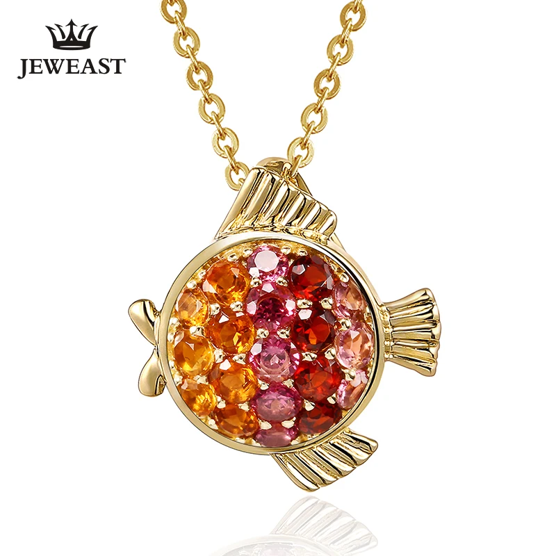 

Pisces Natural topaz 18K Pure Gold Pendant Real Solid Gold Upscale Trendy Classic Party Fine Jewelry Hot Sell New 2019