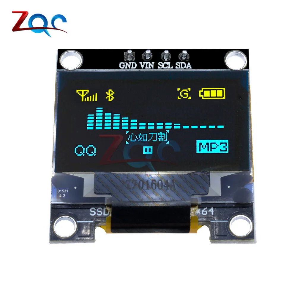 0,96 дюймов IIC Серийный желтый синий OLED дисплей модуль 128X64 IEC SSD1306 12864 плата с ЖК-экраном GND VCC SCL SDA 0,9" для Arduino