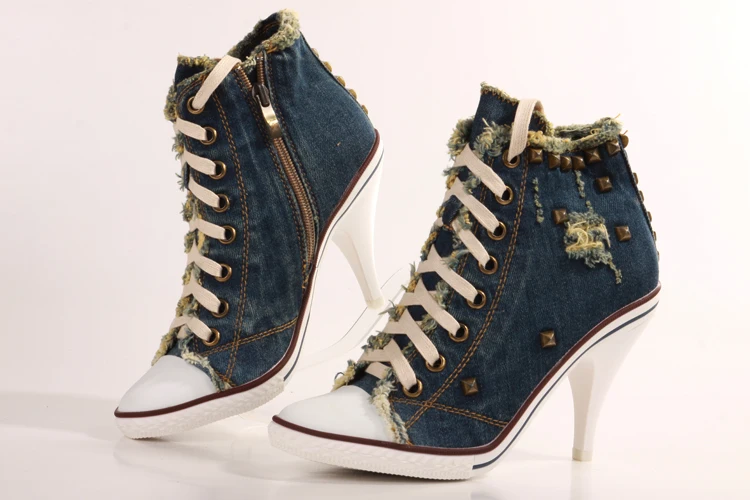 blue denim heels women's shoes