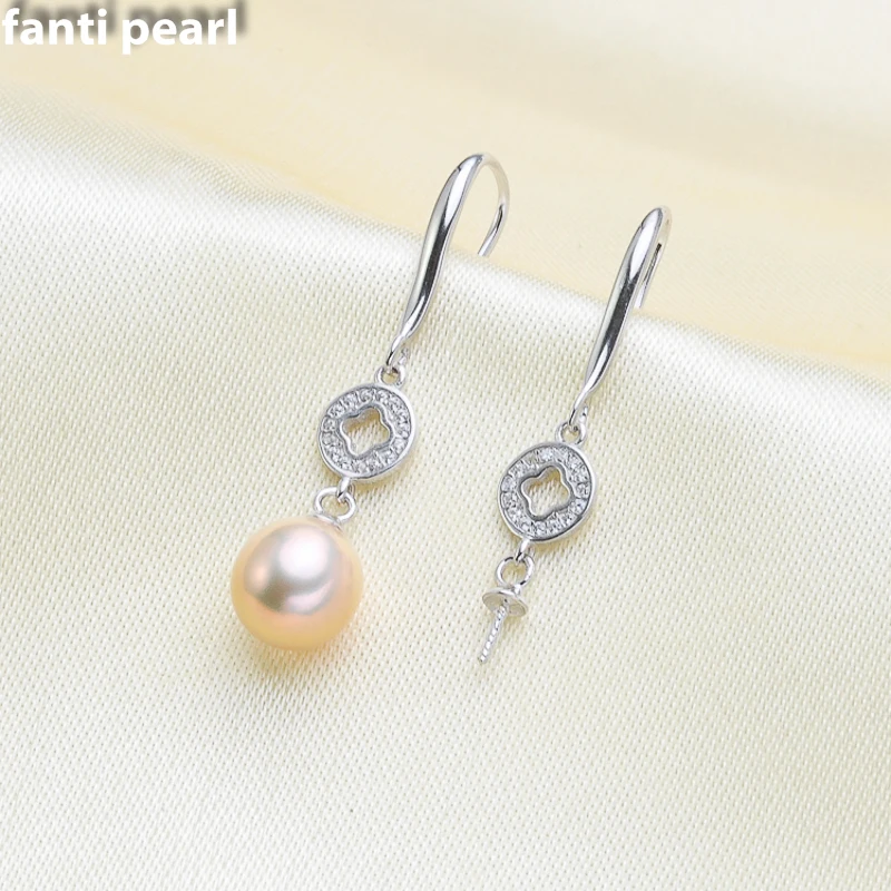 

FANTI Real Natural freshwater pearl earring s925 sterling silver ear stud for women Natural pearl jewelry earring 7-9mm