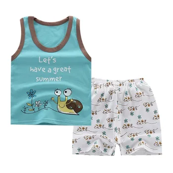

Summer Baby Boy Clothes Cartoon Printed Sleeveless Vest Top Shorts Casual Outfits Clothes