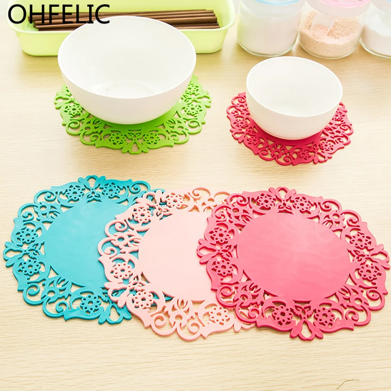 

Hot Sale Kitchen Gadgets Accessories Cute Colorful Silicone Soft Rubber Coaster Cup Mat Pad for Hot Mug Glass Plate