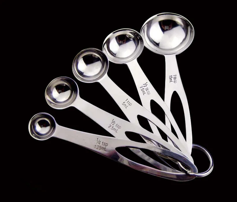 

5pcs/set Useful Stainless Steel Measuring Spoons Tea Coffee Measure Cooking Scoops OK 0418