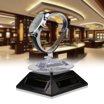 

100X100X40mm Solar Showcase Automatic Rotating Stand Ring Bracelet Jewelry Display Rack Holder ABS Acrylic Watch Showcase