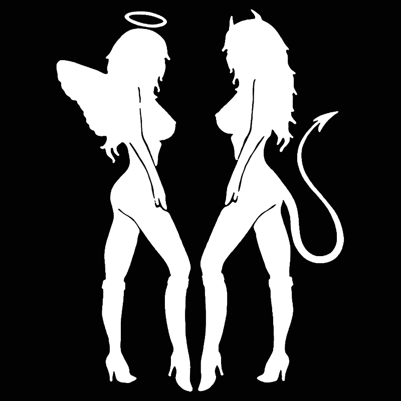10.514cm Car Sticker ANGEL DEVIL Sexy Girl fun Personality Sticker On Car Funny 3D Decal Motorcycle Vinyl Stickers Car Styling (3)