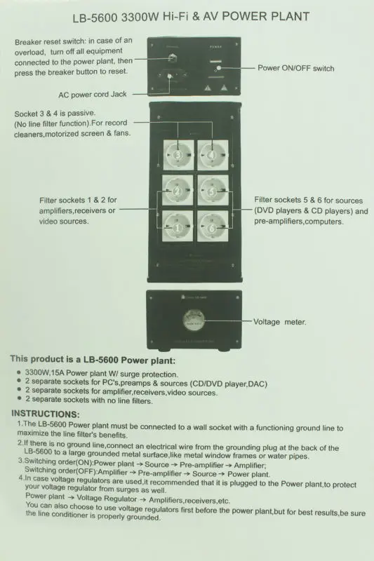 Bada LB-5600 Hi-Fi блок фильтров питания Schuko розетка