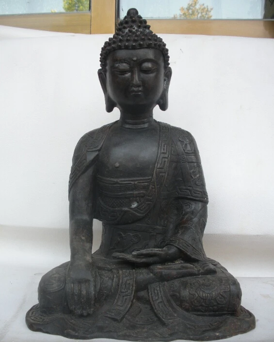 

Tibet Tibetan old Bronze Eight Auspicious Symbols Sakyamuni Buddha Statue