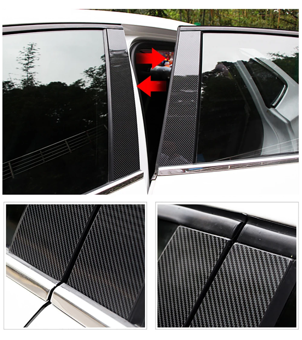 Для Honda hr-v HR-V Vezel до защита отделки окна из углеродного волокна полоски для стекла B+ C центральные столбы стайлинга автомобиля 8 шт