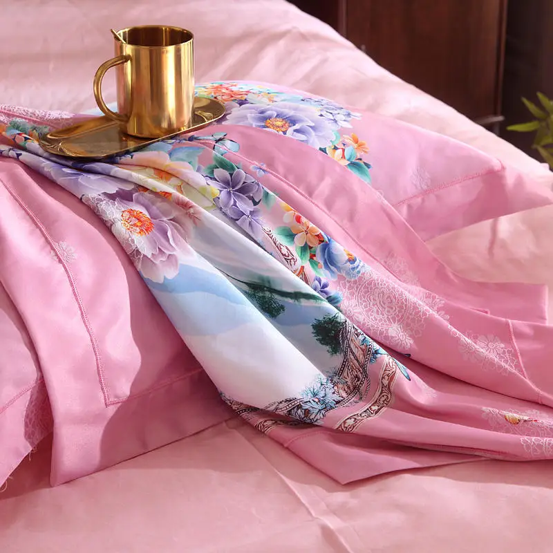Комплект постельного белья королевского размера с 3D рисунком, роскошный комплект постельного белья из шелкового атласа и хлопка, пододеяльник, простыня, Комплект постельного белья linge de lit ropa de cama