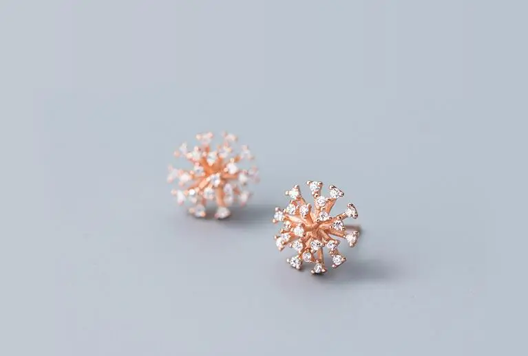 11 мм 100% реальные. 925 стерлингового серебра Fine Jewelry золотой одуванчик/снежинка