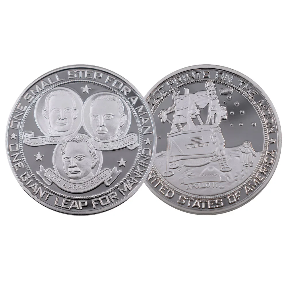 

Apollo Landing on The Moon Commemorative American Coin Collecible Silver Coin Home Decoration Accessories Coins Collectibles