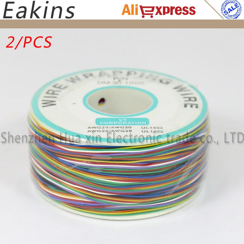 

2pcs/lot 8 color electronic wire / color board fly line / single tinned copper wire /30AWG air lines / 8 colors OK line