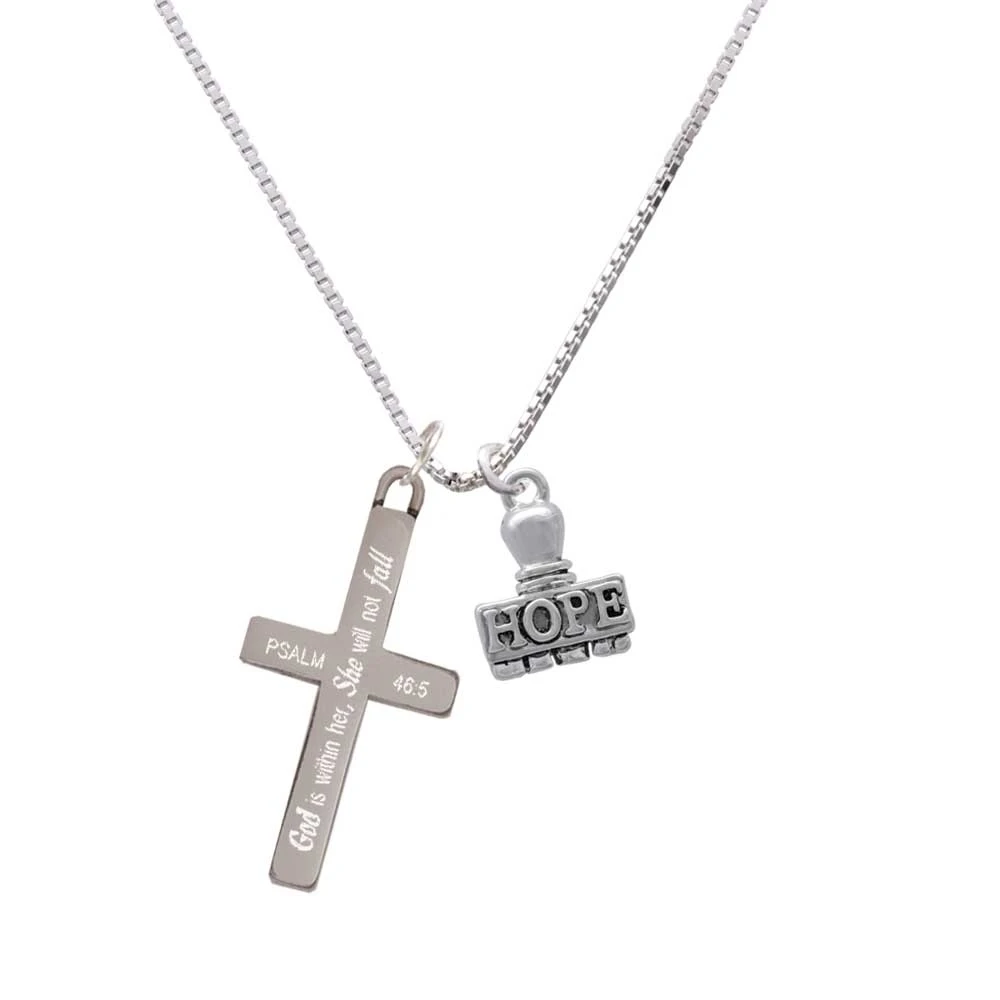 HOPE Stamp - She will not Fall - Cross Necklace