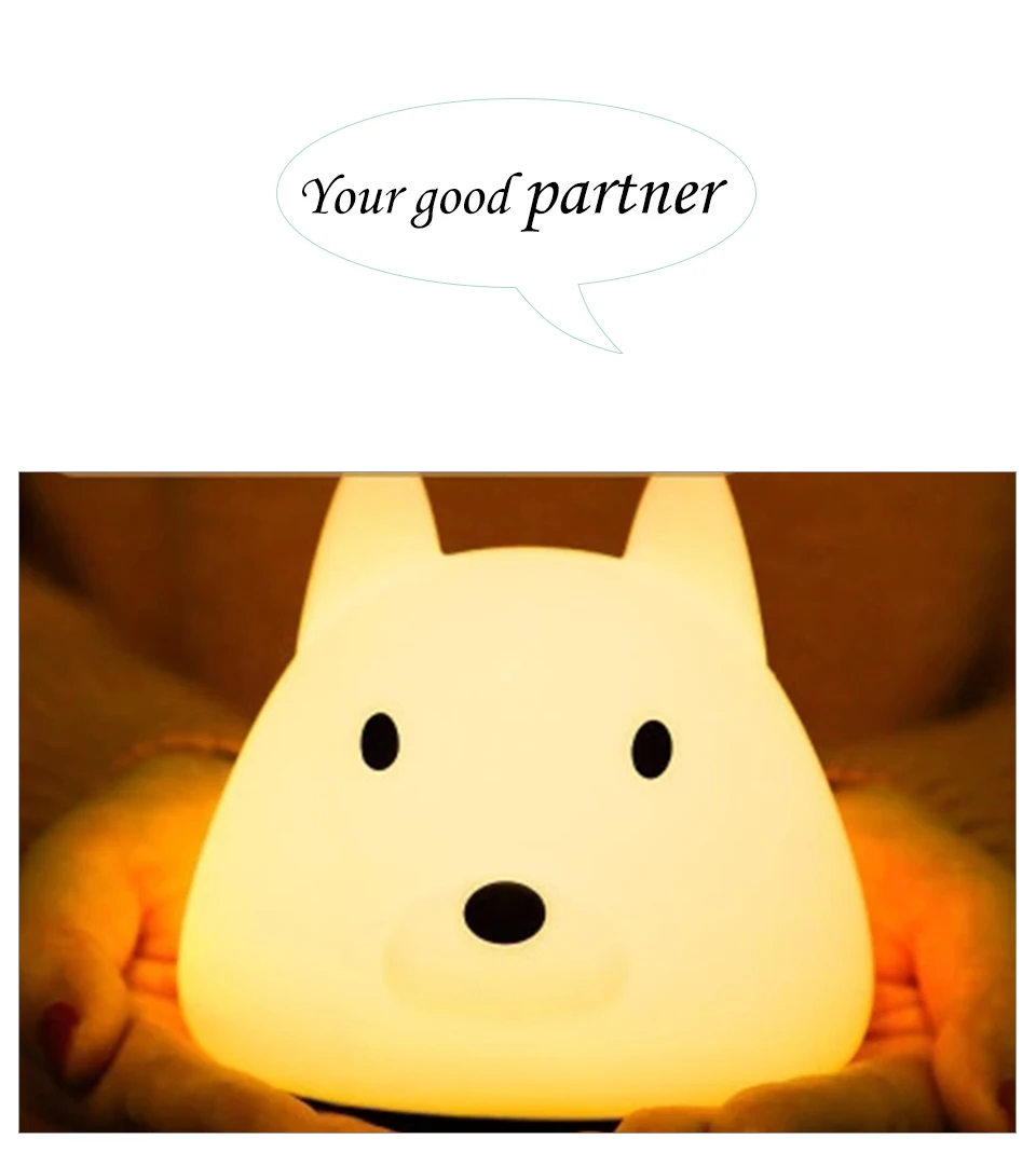 Touch Silicone Led Night Light USB Rechargeable Baby Children Kids Gift Animal Cartoon Lamp Bedside Bedroom (10)