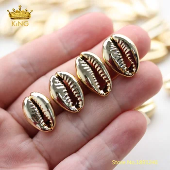 

20pcs/lot Electroplated Gold Copper Cowrie Shell Loose Beads Shell Charms Spacers for Bracelet Beading Jewelry Accessories YZ01