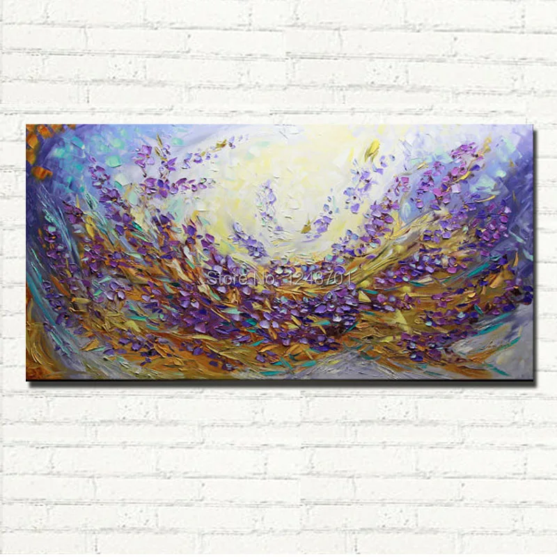 

Abstract Lavender Field Oil Painting On Canvas Landscape Purple Flower Wall Art for Living Room Home Decor Pictures No Frame New