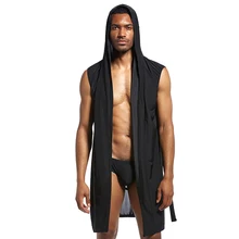 Популярное летнее платье банные мужские халаты, сексуальные пижамы, одежда для сна, шелковый халат с капюшоном, мужские купальные пижамы, 4 цвета, без шорт