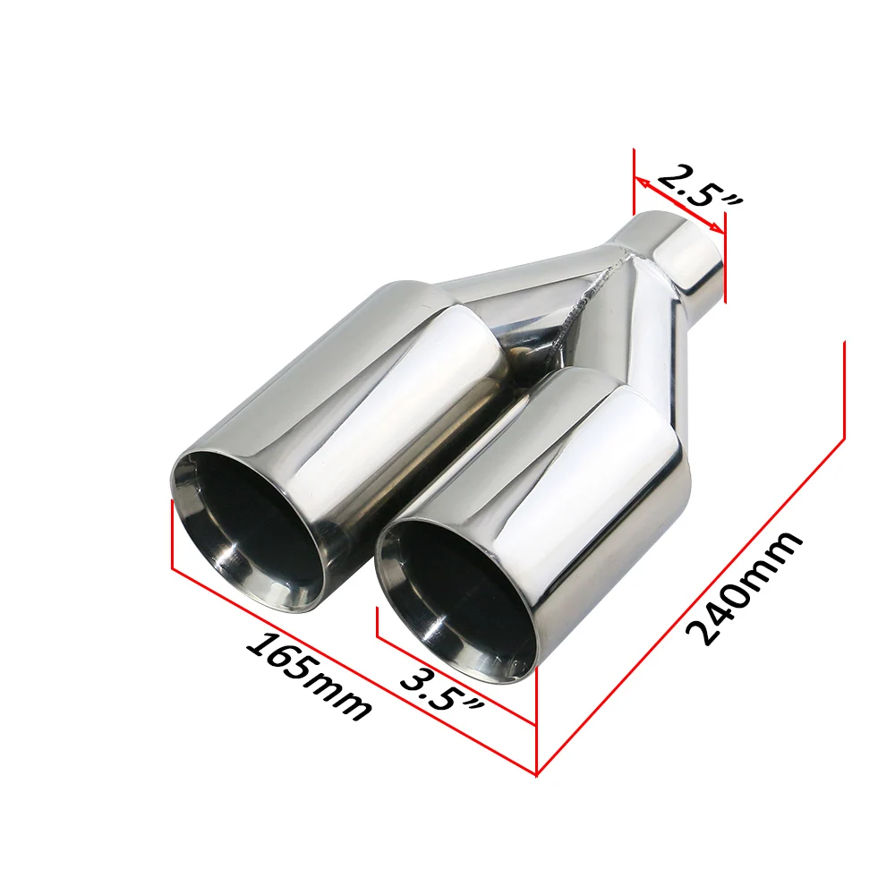 JZZ универсальные двойные стенки 1 комплект двойной выхлопной трубы наконечник автомобиля сопла тихий хвост трубы для " /2,5" на входе - Цвет: EM20111d-LR