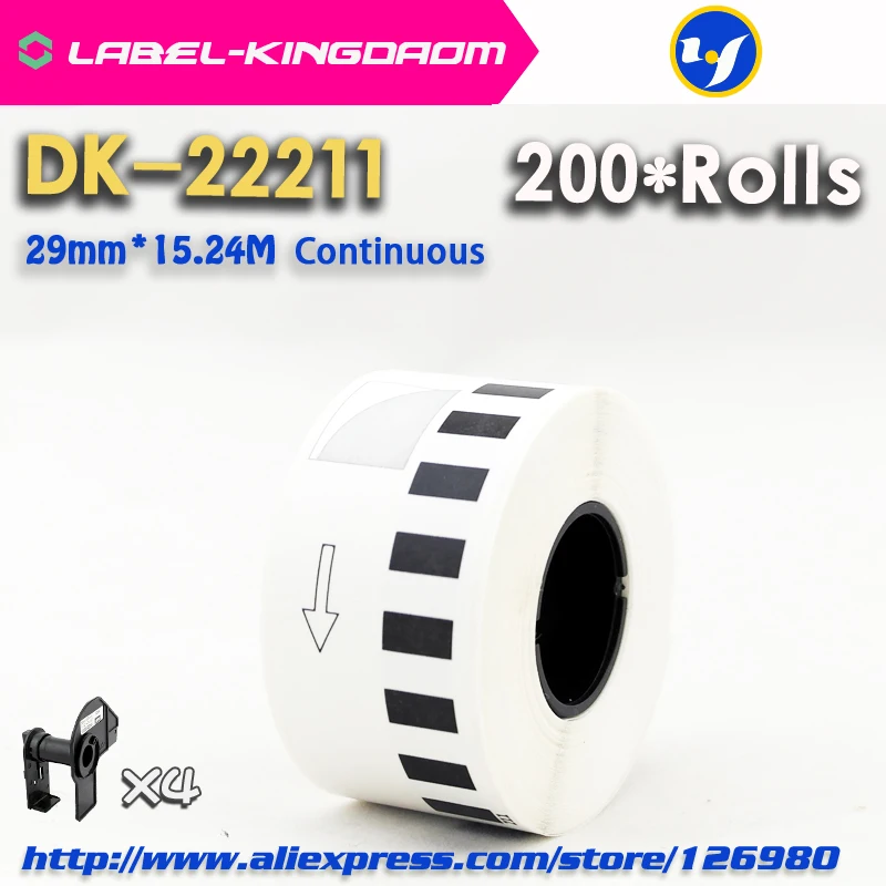 200 Refill Rolls Compatible DK-22211 Label 29mm*15.24M Continuous for Brother Printer DK22211 White | Компьютеры и офис