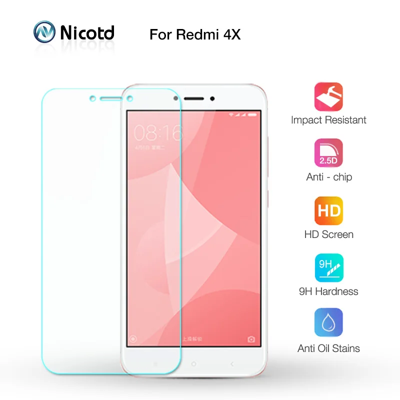 Nicotd 2.5D 9H Premium Tempered Glass For Xiaomi Redmi 4X Screen Protector Toughened protective film For Xiaomi Redmi 4X 5.0 zuczug for xiaomi redmi note 4 tempered glass redmi note 4x glass film screen protector protective film 2 5d for redmi 4 4x