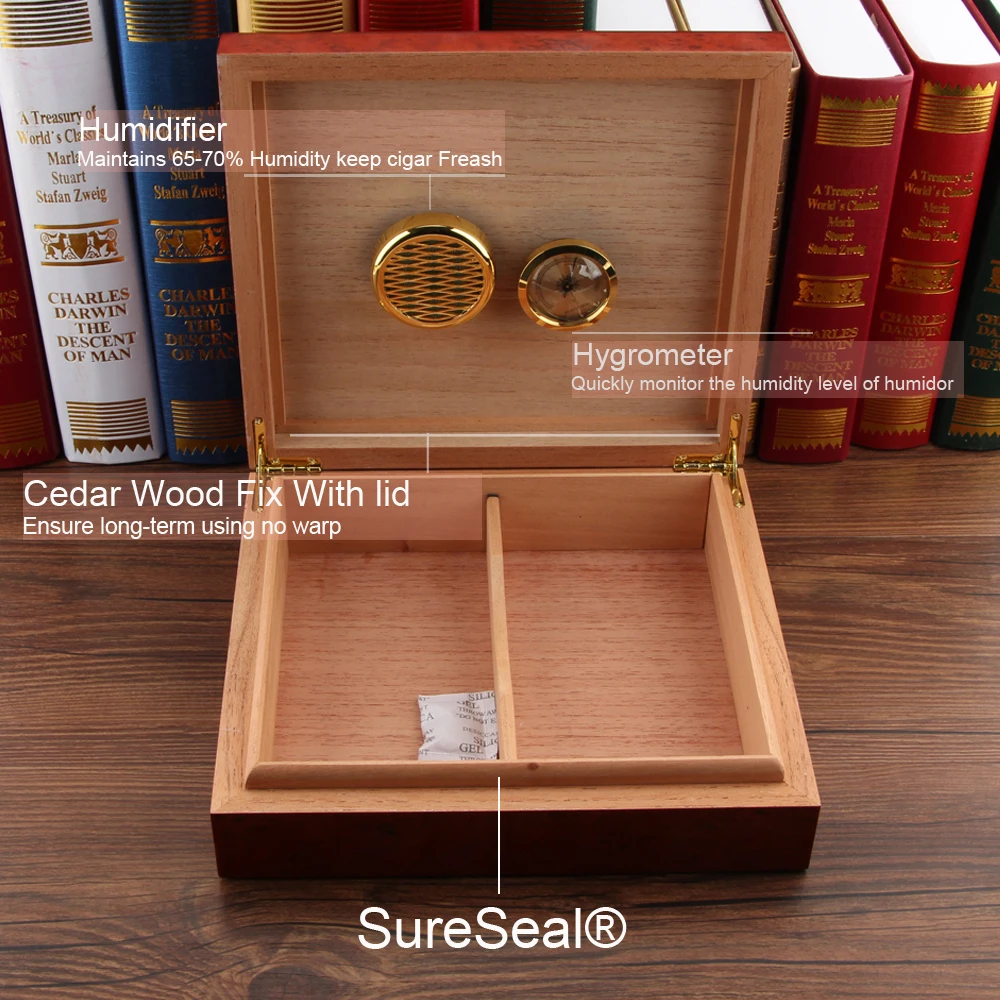  Cedar Wood Travel Humidor Cigar Box Portable Cigar Case W/ Hygrometer Humidifier Cigar Humidor Box 