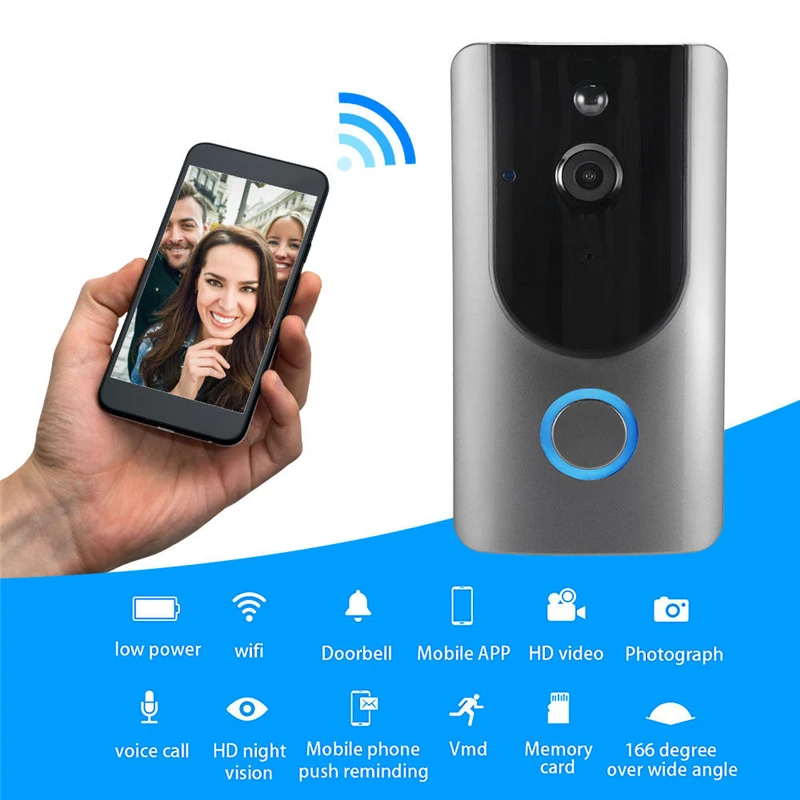 

Wireless Smart WIFI Doorbell With Camera HD Night Vision Motion Detection Alarm Doorbell Anti-theft Visible Camcorder Doorbells