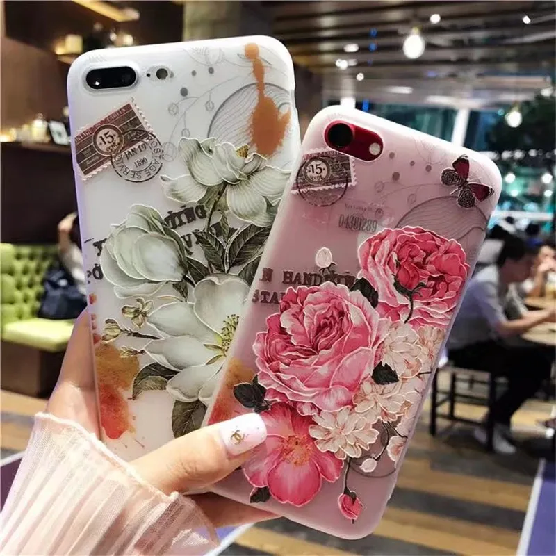 

NFH Flower Patterned Case For iPhone X 6 6s Cover Soft Silicone Floral Protect Cover For iPhone 5 5S 6 7 8 Plus 10 Phone Cases
